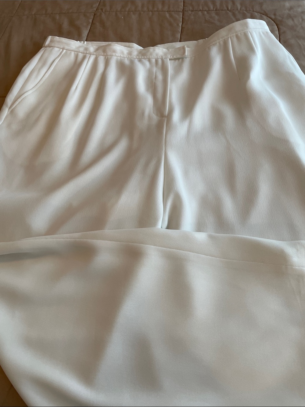 Cream Wide-Leg Trousers with Tailored Waistband